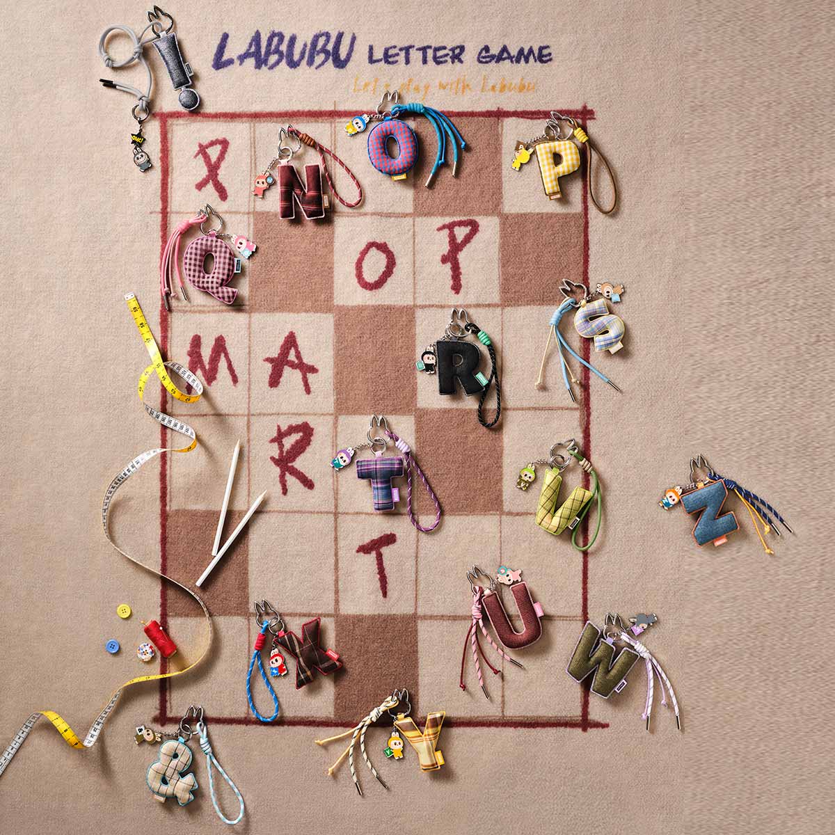 POP MART - Blind Box - LABUBU THE MONSTER PIN FOR LOVE SERIES Letter Pendant (N-Z)